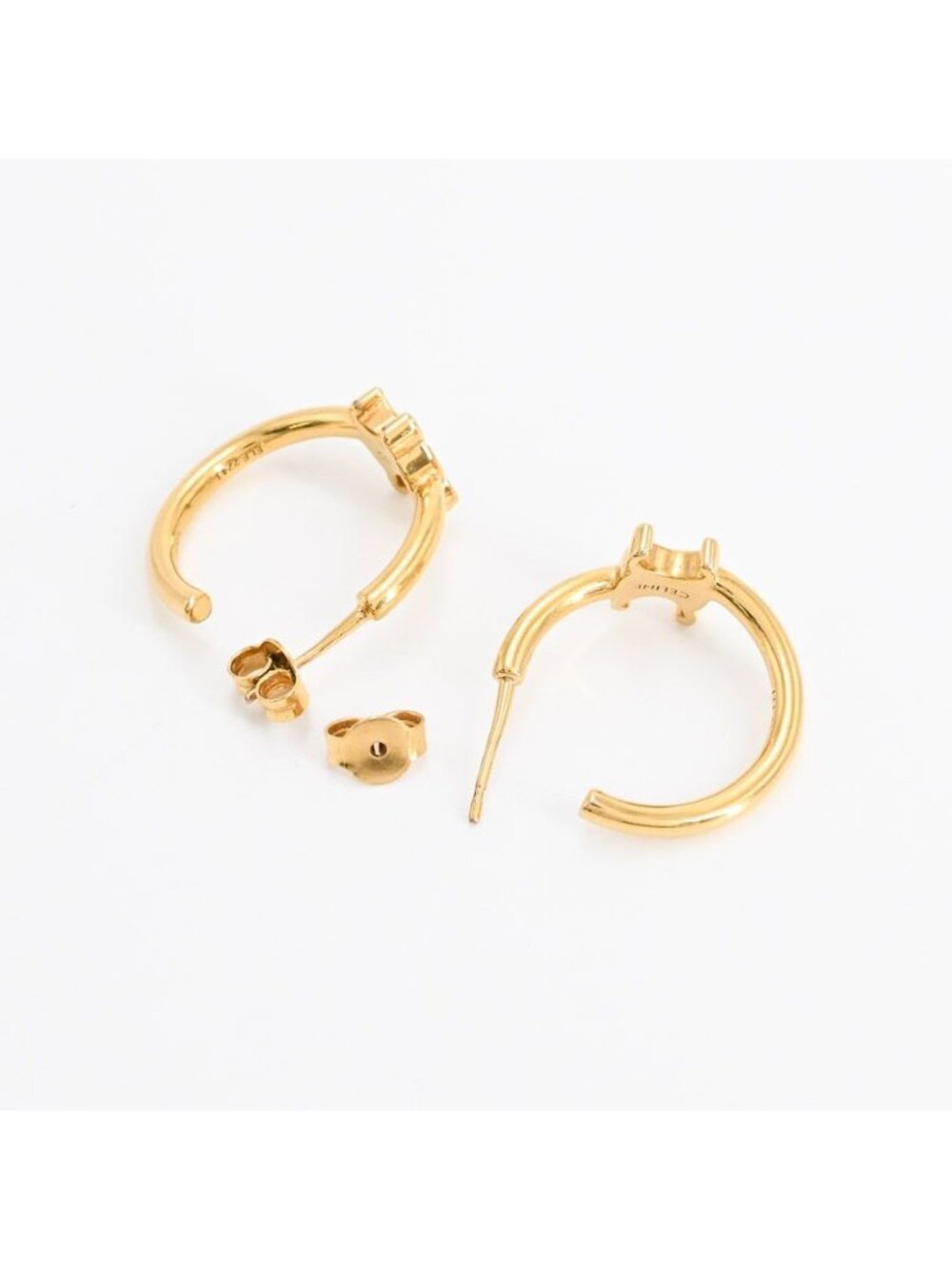 Celine Earrings Triomphe Asymmetric Hoop - Picture 3 of 8